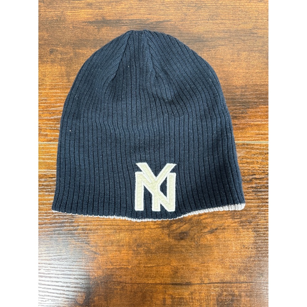 Blue Marlin New York Black Yankees 1935 Reversible Beanie Navy Grey Knit Hat